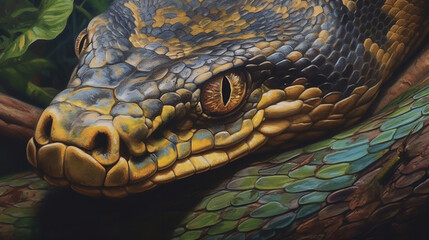 Wall Mural - close up of an Anaconda