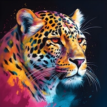 Colorful Painting Of A Leopard