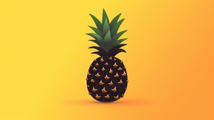  a pineapple on a yellow background with a yellow back ground and a yellow back ground with a yellow back ground and a yellow back ground.  generative ai