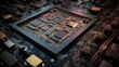AI Chipset and Circuitry Under Magnification