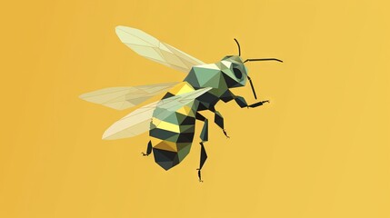  a bee flying through the air on a yellow background with a yellow back ground and a yellow back ground with a yellow back ground and a yellow back ground.  generative ai