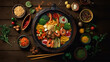 Oben auf dem Teller: Eine kunstvolle Anordnung verschiedener asiatischer Lebensmittel
