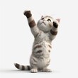 Cat standing raising hand,AI generated.