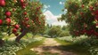 © olegganko - Summer apple garden. Illustration AI Generative.