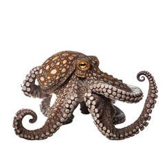 Wall Mural - Side view of animal Octopus standing on a transparent background, Generative ai