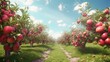 © olegganko - Summer apple garden. Illustration AI Generative.