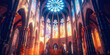 © Sunshower Shots - Cathedral interior architecture. Generative AI