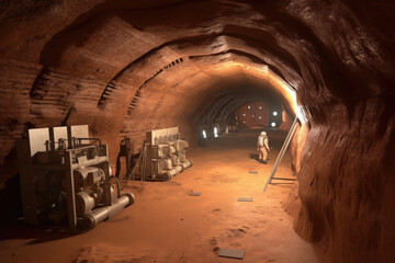 Wall Mural - mars colonization, space planet colony underground for protection from radiation. research base in c
