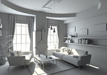 Modern White Interior ( 3d Rendering )