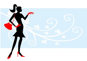 Wall Mural - Vector silhouette of a woman. Illustration with place for your text