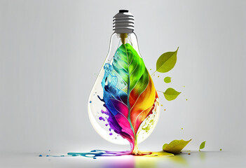 the bulb inside the colorful green blue yellow red color leaf is very smooth and the paint of color 