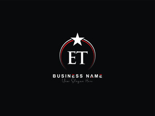 Initial letter ET business logo with luxury star, monogram Et te logo icon