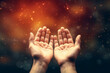© SANGHYUN - Human hands open palm up worship with faith in religion and belief in God on blessing background