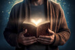 © SANGHYUN - Man is holding and hugging the bible on his chest with atmosphere light