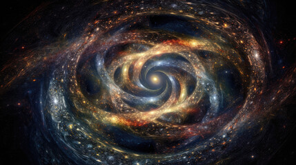 Wall Mural - fractal cosmic spiral galaxy deep space background cosmos - by generative ai