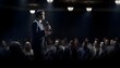 © Pascal - The Power of Persuasion: Captivating A Business Audience with Confident Presentation Skills Under Dramatic Spotlight Lighting Generative AI