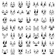 © topvectors - Retro Cartoon Mascot Faces with Eyes and Mouth Elements Vector Set