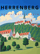 Herrenberg: Retro tourism poster with an German landscape and the headline Herrenberg in Baden-Württemberg