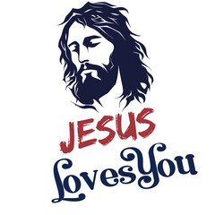 Wall Mural - Jesus Loves You T Shirt or Sticker Design