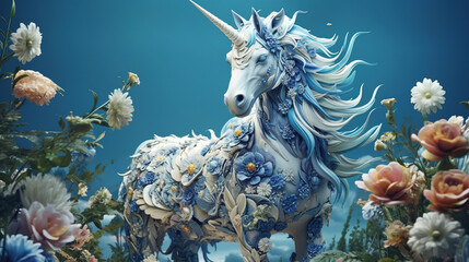 Wall Mural - 3d render illustration of a unicorn