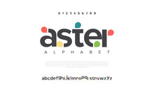 Aster Abstract Digital Technology Logo Font Alphabet. Minimal Modern Urban Fonts For Logo, Brand Etc. Typography Typeface Uppercase Lowercase And Number. Vector Illustration