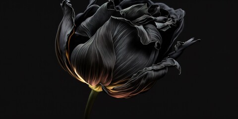 Wall Mural - floral macro of a black tulip generative ai
