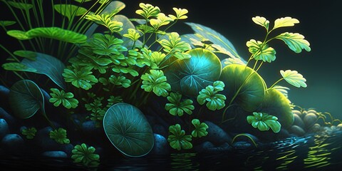 Wall Mural - image of aquatic vegetation up close generative ai