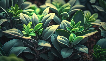 Wall Mural - newly sprouting green plants in close-up generative ai