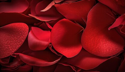 Wall Mural - rose petals in close-up red color generative ai