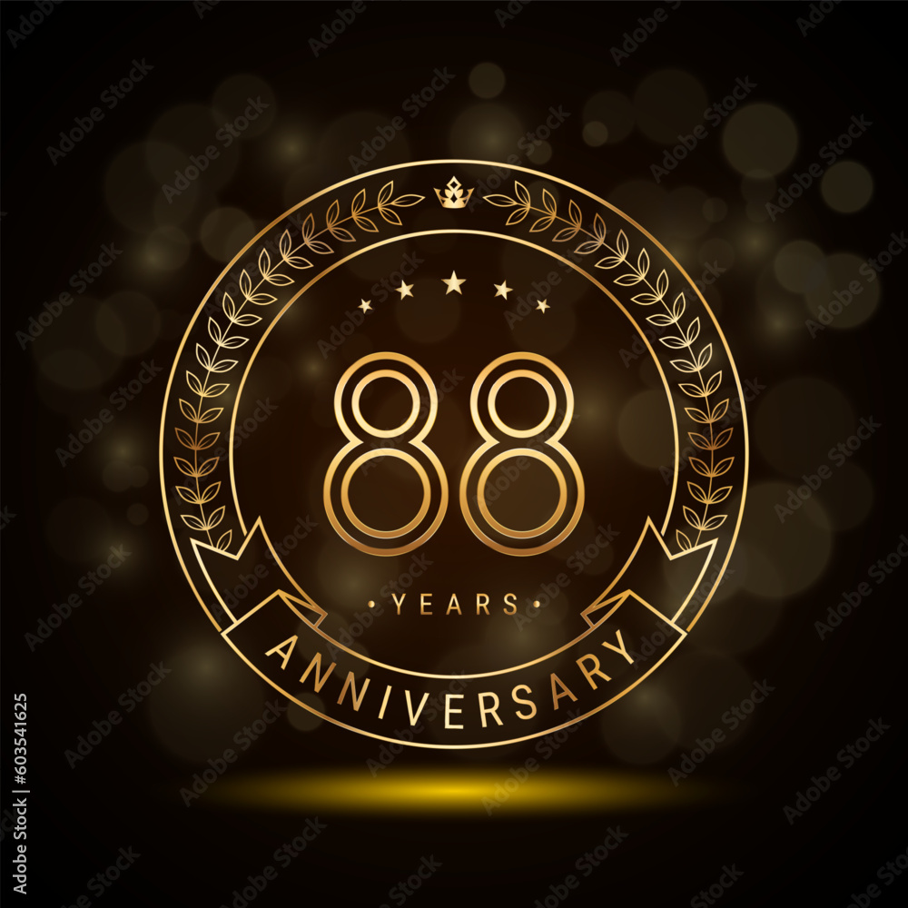 88th anniversary logo with golden laurel wreath and double line numbers ...