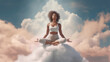 Yoga. Generative AI Illustration of A Woman Meditating.
