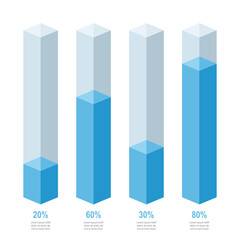 Wall Mural - blue square slim chart bars, modern 20% 30% 60% 80% number text infograph. info graphic flat design 
