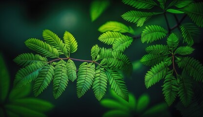 Wall Mural - green backdrop of springtime foliage in the wild generative ai