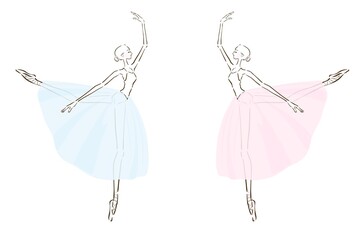 Illustration of two dancing ballerinas.