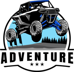 Sticker - UTV offroading social club logo design vector