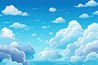serene blue sky with fluffy white clouds Generative AI