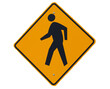 An isolated pedestrian street sign with a human figure walking