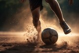Fototapeta Sport - foot stadium ball football goal sport kick game soccer competition. Generative AI.