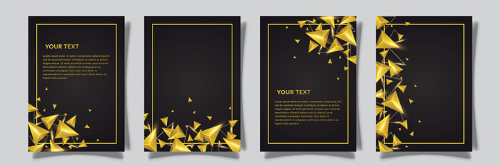 Wall Mural - futuristic cover set collection vector with golden triangle abstract element light effect