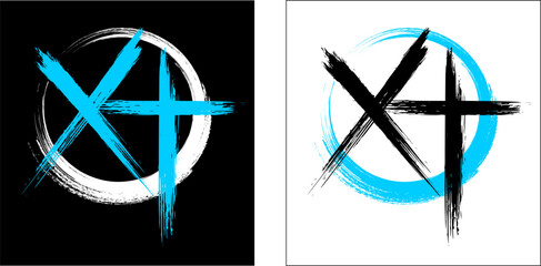 Wall Mural - xt logo (black, blue) - on transparent background