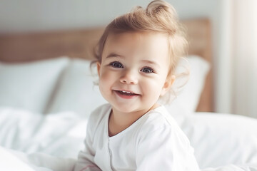 portrait of happy cute baby, generative ai.