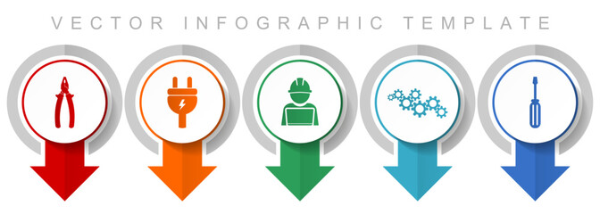 Aufkleber - Service icon set, miscellaneous pointer icons such as pliers, plug, engineer, gears and screwdriver for web design and mobile applications, modern design infographic vector template