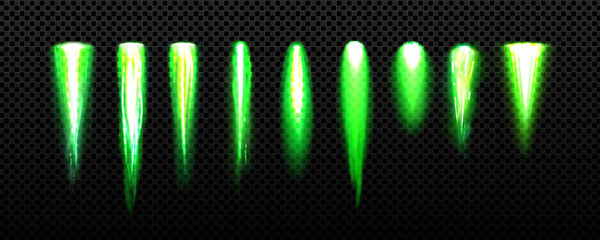 Wall Mural - green rocket spaceship fire light smoke trail vfx. engine flame png vector effect for game. launch s