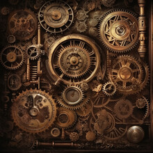 Gears And Cogs, Generative, Ai, Clock Background