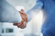 © Arnell K/peopleimages.com - Business people, handshake and clients in meeting, insurance agent welcome and introduction, agreement or success. Professional men shaking hands for thank you, hiring interview or partnership deal