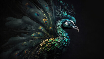 Naklejka na meble Peacock abstract wallpaper. Soft background with cute peafowl  bird in Pastel colors generative ai