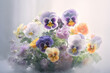 Pansies. Bouquet of flowers. Generative AI