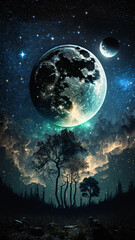 beautiful space design, planets, mars, venus, earth, abstract background, full of shapes, photo the 