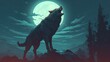 A werewolf howling at the moon. Fantasy concept , Illustration painting. Generative AI