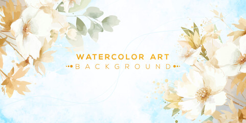 Wall Mural - Abstract watercolor floral art vector background. Watercolor Botanical hand drawn flower art. Floral art for banners, prints, posters, cover, greetings, wallpaper and invitation card